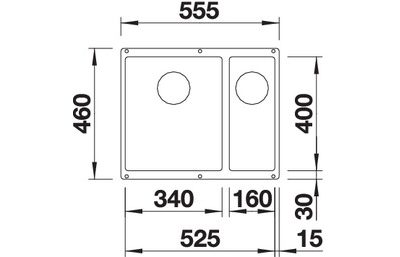 Мойка Blanco Subline 340/160-U чаша слева с отв.арм. InFino, 523550