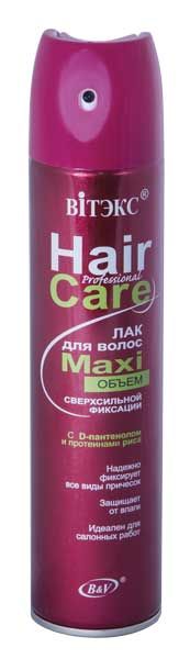 ЛАК для волос PROFESSIONAL HairCare МАXIобъём сверхсильной фиксации с D-пантенолом и протеинами риса, 300мл