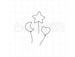 Штамп для творчества  Воздушные шары в форме звезды, сердца и месяца