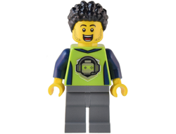 Gaming Tournament Announcer - Male, Lime T-Shirt with Gaming Logo, Dark Bluish Gray Legs, Black Hair, n/a (cty1543)