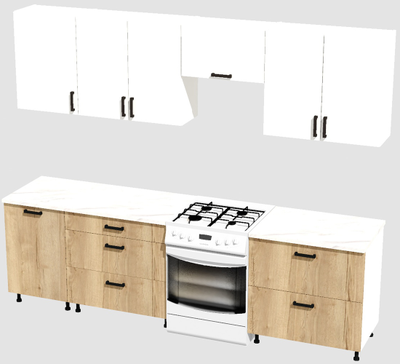 Кухня Эконом 2,1 метра (1300х800) Цвет: Белый/Дуб Вотан