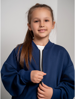 Бомбер на молнии синий