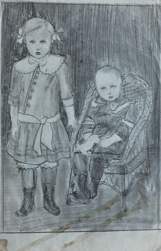 "Девочки" бумага карандаш Рубинштейн Л.Я. 1950-е годы