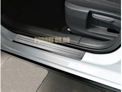 Накладки на пороги,"2L", 4 части, матовая шлиф. нерж. сталь (4x4) для Volkswagen Touareg  (2002-2010)