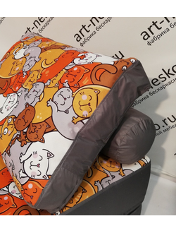 Кресло-кровать 70см, велюр Котики оранж/серый