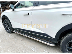 Пороги с накладным листом Папа Тюнинг d53 для HAVAL F7 2024-