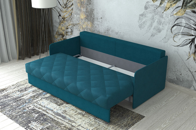 ДВУСПАЛЬНЫЙ КОМПАКТНЫЙ ПРУЖИННЫЙ ДИВАН-КРОВАТЬ ТУЛУЗА, МЕТАЛЛОСКЕЛЕТ С МЕХАНИЗМОМ ЕВРОКНИЖКА С УЗКИМИ ПОДЛОКОТНИКАМИ