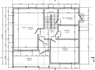 Одноэтажный каркасный дом с мансардой с тремя спальнями 130м² (SK75)