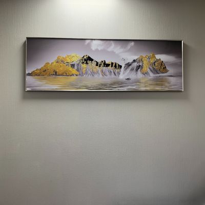 Интерьерная картина &quot;Золотые горы&quot;, глянцевая с рамой из титанового сплава.