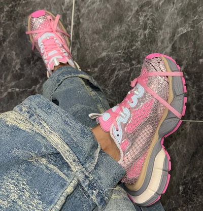 Balenciaga 3XL Fishnet Pink Grey