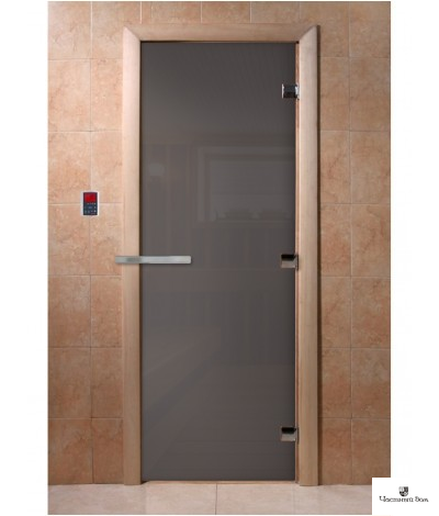 Дверь стеклянная для бани и сауны Графит  8мм Ольха