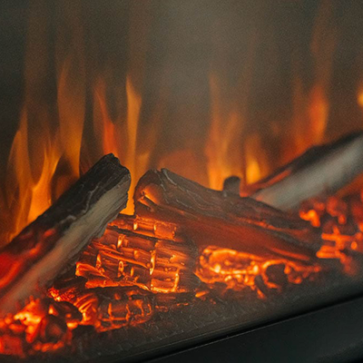 Линейный электрокамин Bergen темная олива с очагом Vision 42 LOG LED