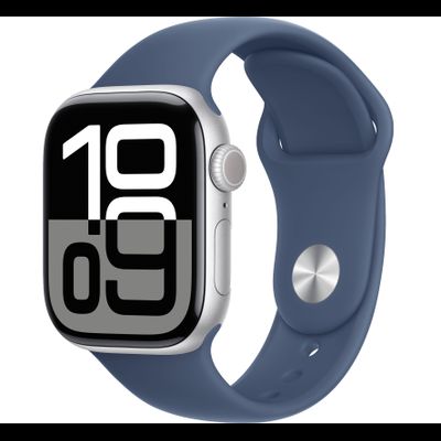 Apple Watch Series 10 46mm Silver Aluminum Case with Blue Sport Band