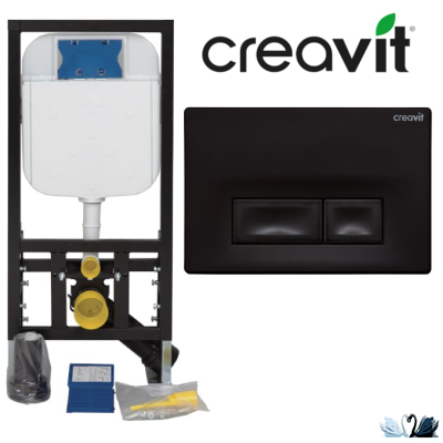 Инсталляция для унитаза Creavit GR5003.01 с кнопкой Ore GP3002.01 черная матовая
