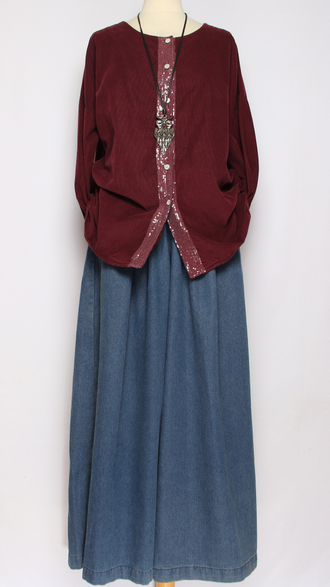 Рубашка "Вельвет пайетки"винный