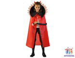 Чёрт красный костюм на рост 116-122 см (Красный плащ с хвостом и воротником, рожки)