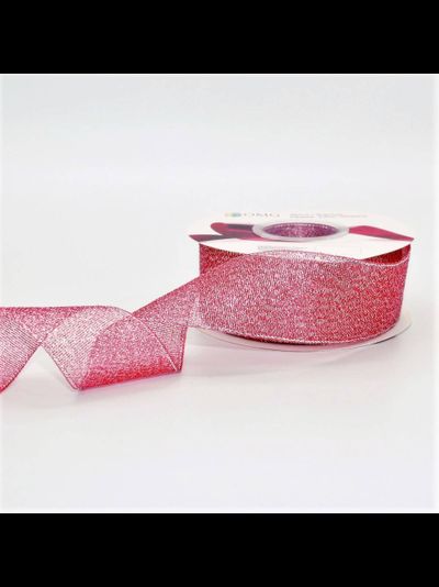 Лента метал. с люрексом/парча 38мм (65, малиновая), 22,8м