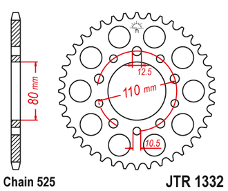 Звезда ведомая (44 зуб.) RK B5067-44 (Аналог: JTR1332.44) для мотоциклов Honda