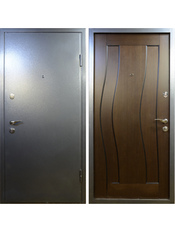 Металлическая дверь с отделкой порошковым напылением и филёнчатым МДФ. Модель ДК253