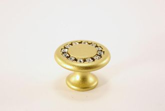 Ручка-кнопка Оскар 6058-04, со стразами, матовое золото
