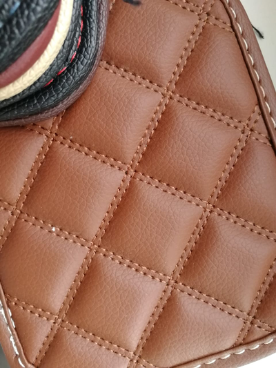 Коврики Люкс 3D коричневая экокожа и коричневая отстрочка