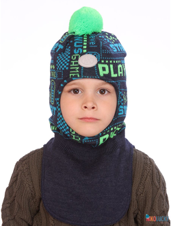 Шапка-шлем  21202-06, цвет темно-синий,салатовый, р. 50-52