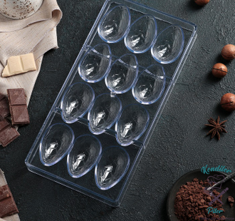 Форма для шоколада «Шоколадное яйцо», 27,5×13,5 см, 12 ячеек (3,6×5,7×1,5 см), цвет прозрачный