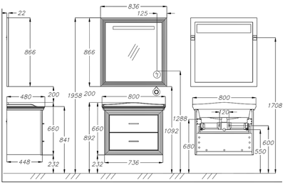 Тумба с раковиной Opadiris Карат 80 бежевый, золото