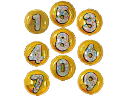 шар 18"/46 см цифра золото голографик