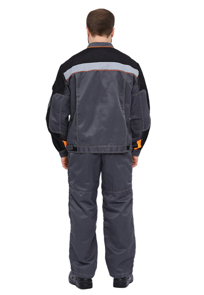 Костюм "РОЛЬФ" куртка/полукомб, цвет: Т.СЕРЫЙ/ЧЕРНЫЙ