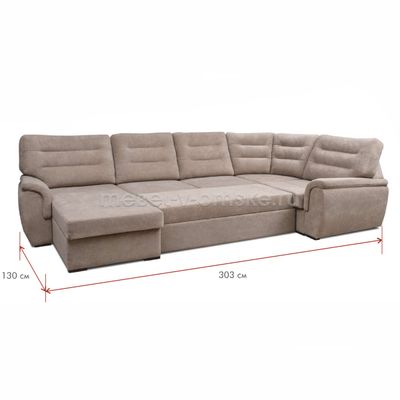 Диван угловой Валенсия большой (дельфин+оттоманка)