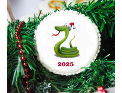 Имбирный пряник 2025 . диаметр -10 см. "  Новогодняя змейка "
