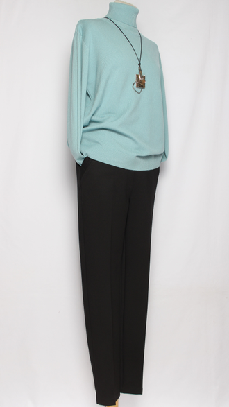 Брюки "Зауженные с разрезом" трикотажные чёрные р.50-58