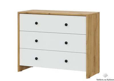 Дольче комод 3 ящика Дуб золотой/Белый