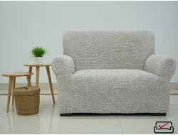 Чехол на 2хм диван Микрофибра Мираж бежевый. Защита для мягкой мебели от животных.