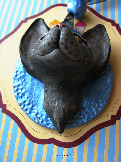 Лунный котик. Необычная подвеска с кошкой из полимерной глины