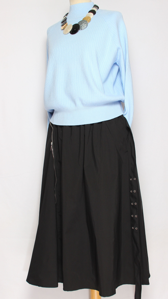 Юбка хлопок "Молния хлястик" черная до р.52