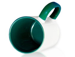 Кружка цветная внутри и ручка "Тёмно-зелёная", с фотопечатью