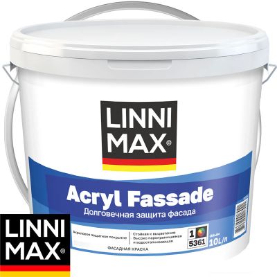 Краска фасадная акриловая LINNIMAX ACRYL FASSADE Белая база 1 10 л