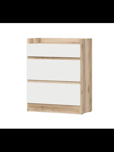 Брауни Комод 3 ящика Дуб Делано/Белый
