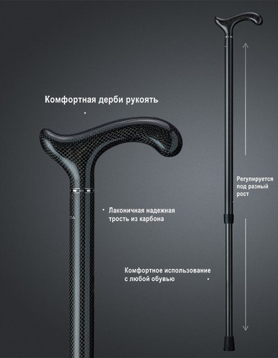 Телескопическая трость из карбона "Бамберг"
