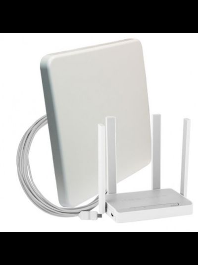 Комплект WiFi 3G/4G - панельная секторная антенна MIMO 18 дБ со встроенным модемом, USB кабель 10 м, Wi-Fi роутер 2.4/5 ГГц, LAN-4, кронштейн стеновой
