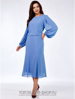 Модель : 2688. Шифоновое женское платье голубого цвета.
