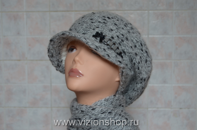 зимняя итальянская вязаная кепка и шарф