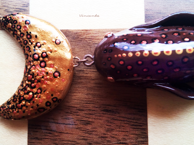 Подвеска с авантюринами и месяцем "Рыбка Лунного Пути"