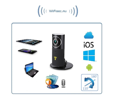 CleverDog, WiFi панорамная видеокамера 180*/160* с DVR, HD 960p
