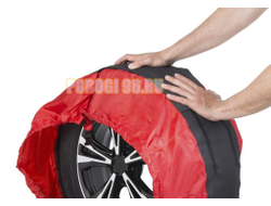 Чехлы для хранения автомобильных колес, 4 штуки, размер от 15” до 20”, цвет черный/красный