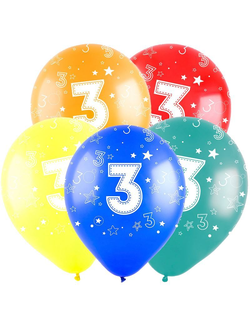 Воздушные шары с гелием "С днем рождения! цифра 3" 30см