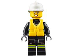 Fire - Reflective Stripes with Utility Belt and Flashlight, Life Jacket, White Fire Helmet, Peach Lips Open Mouth Smile, n/a (cty0650)