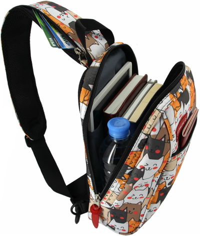 Рюкзак с одной лямкой - сумка на грудь Optimum XXL RL, котики